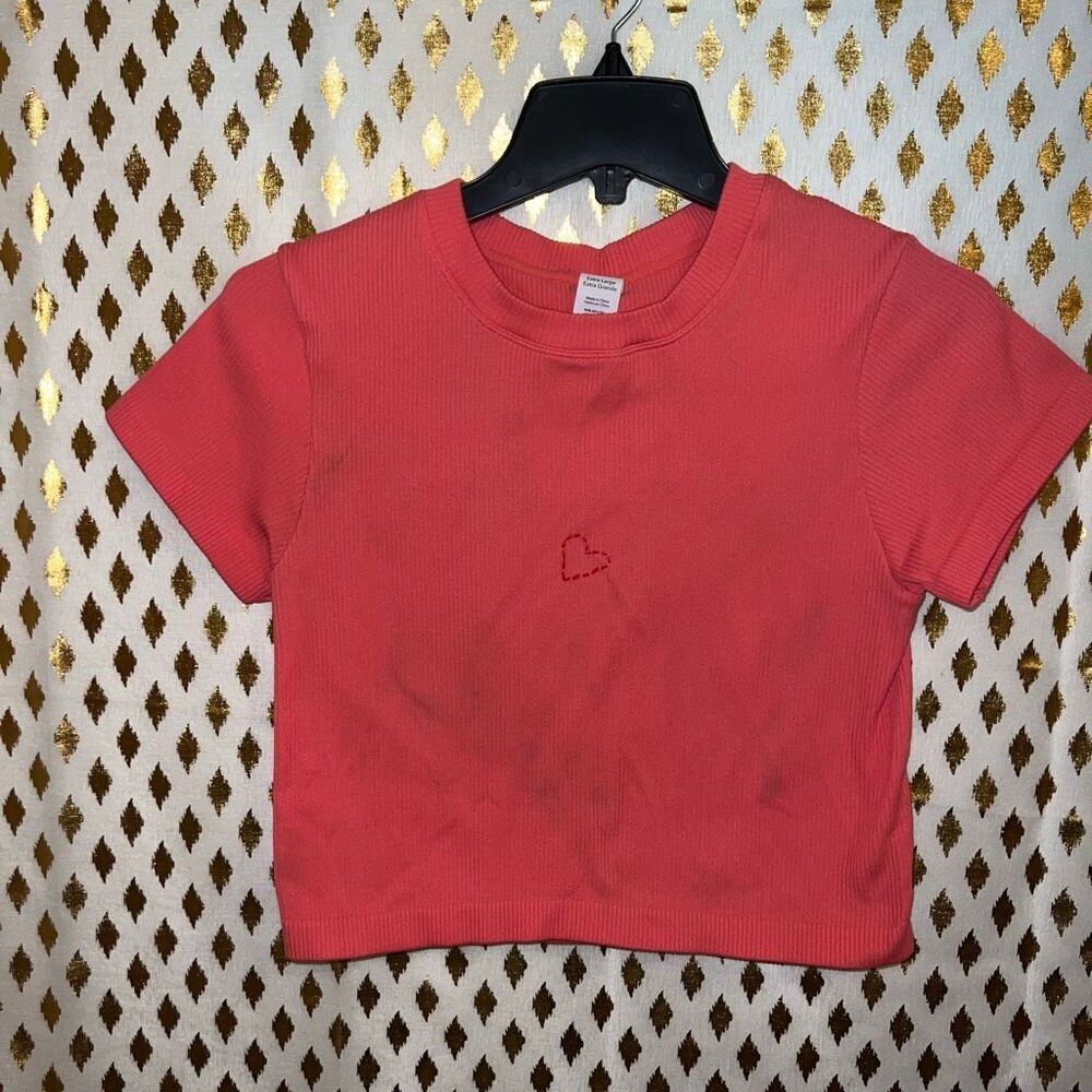 Joylab ribbed crop top pink coral shirt size XL